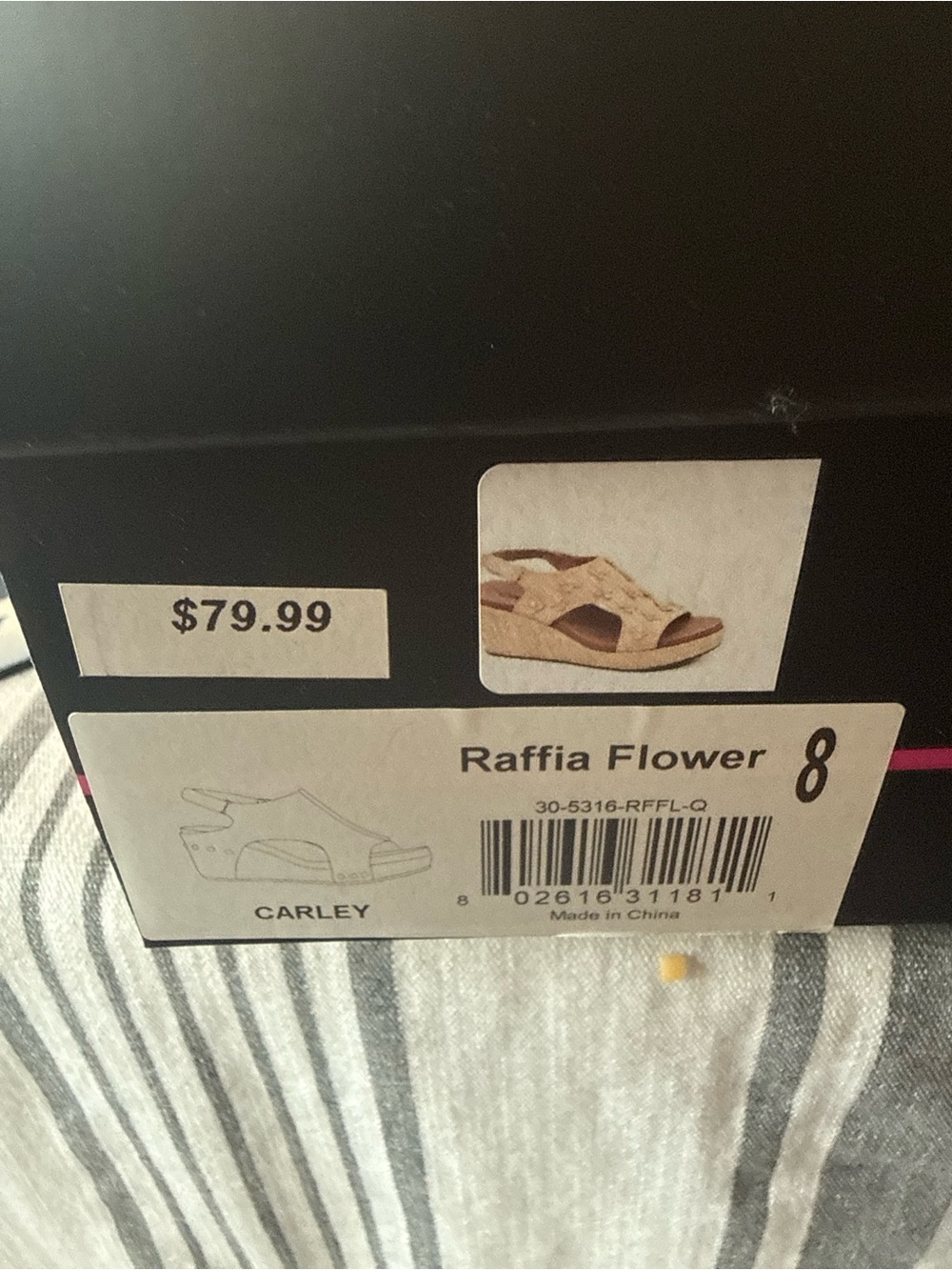 Corkys Tan Floral Pearl-Embellished Wedge Sandals sz8 - Picture 8 of 8